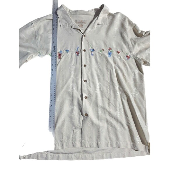 Paradise Collection Silk Button Down Shirt Cocktail Embroidery Size XL - Picture 3 of 9